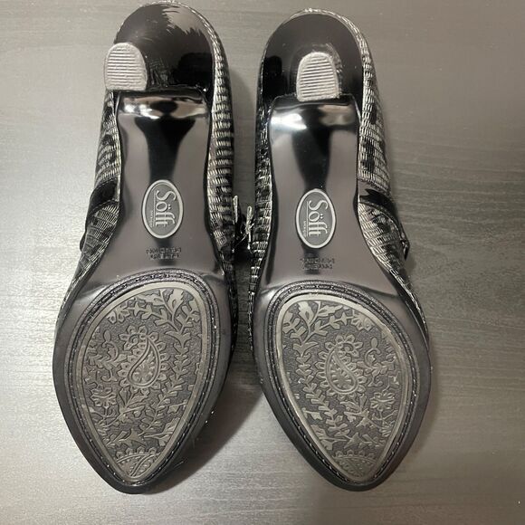 Sofft 6M Leather Miranda Pointed To Mary Jan Black Gray Leather 3‎ 1/2 heel - Picture 8 of 8